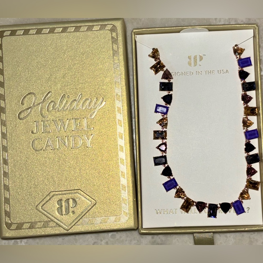 Holiday Jewel Candy Necklace with Purple and Gold Accents